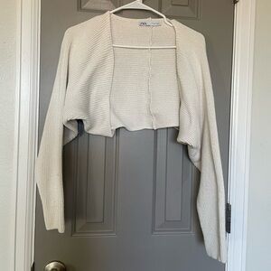 Zara Bolero Sweater Cream Layering Top Small